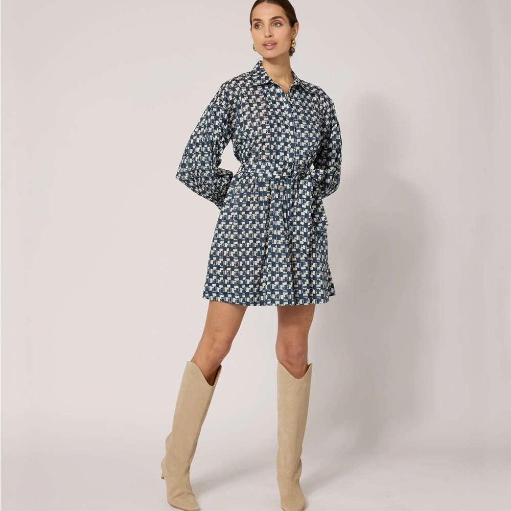 Cleobella Navy and White Mini Dress